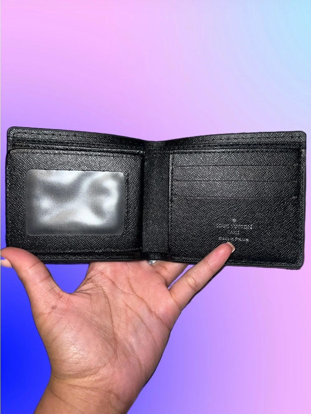 Louis Vuitton Black Embossed Monogram Wallet for Men